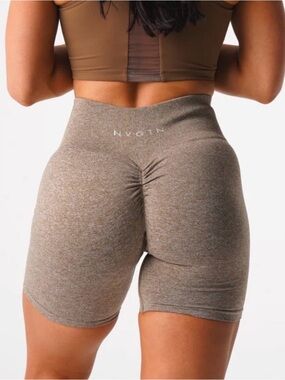 NVGTN High-Waist Scrunch Bike Shorts — Mocha